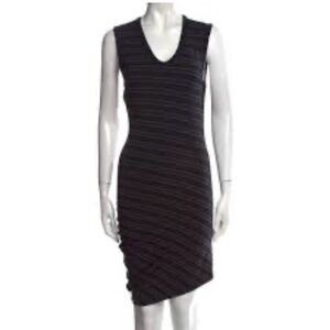 Alexander Wang Black Asymmetrical Striped Dress